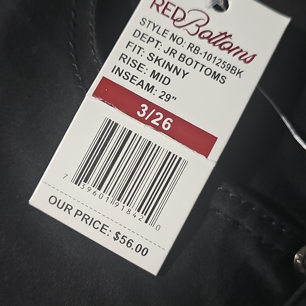 Red Bottoms Black Skinny Mid‎ Rise Jeans Size 3/26 NWT - Picture 4 of 7